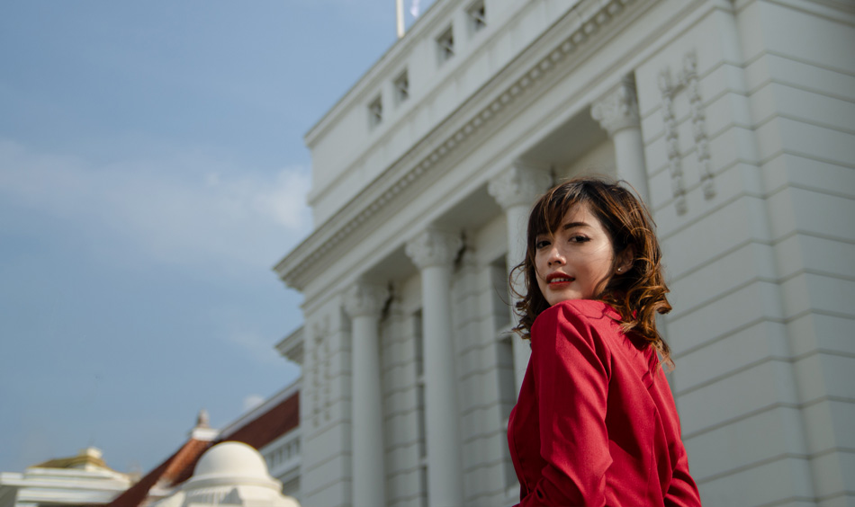 Girl Office Formal Red Blouse